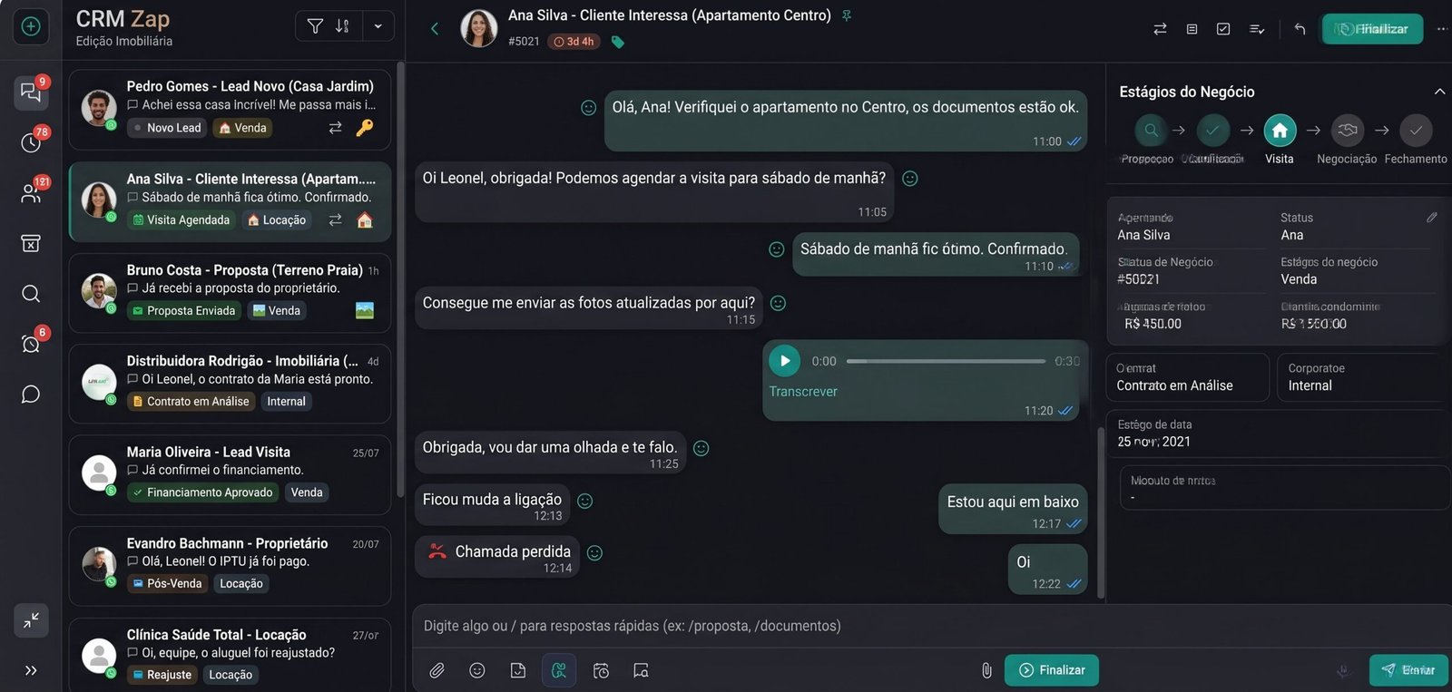 Chatbot com IA qualificando lead de imóvel no WhatsApp